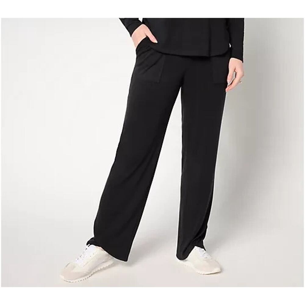 AnyBody Regular Plush Knit Tulip Hem Pants Pockets Black 4X A671777